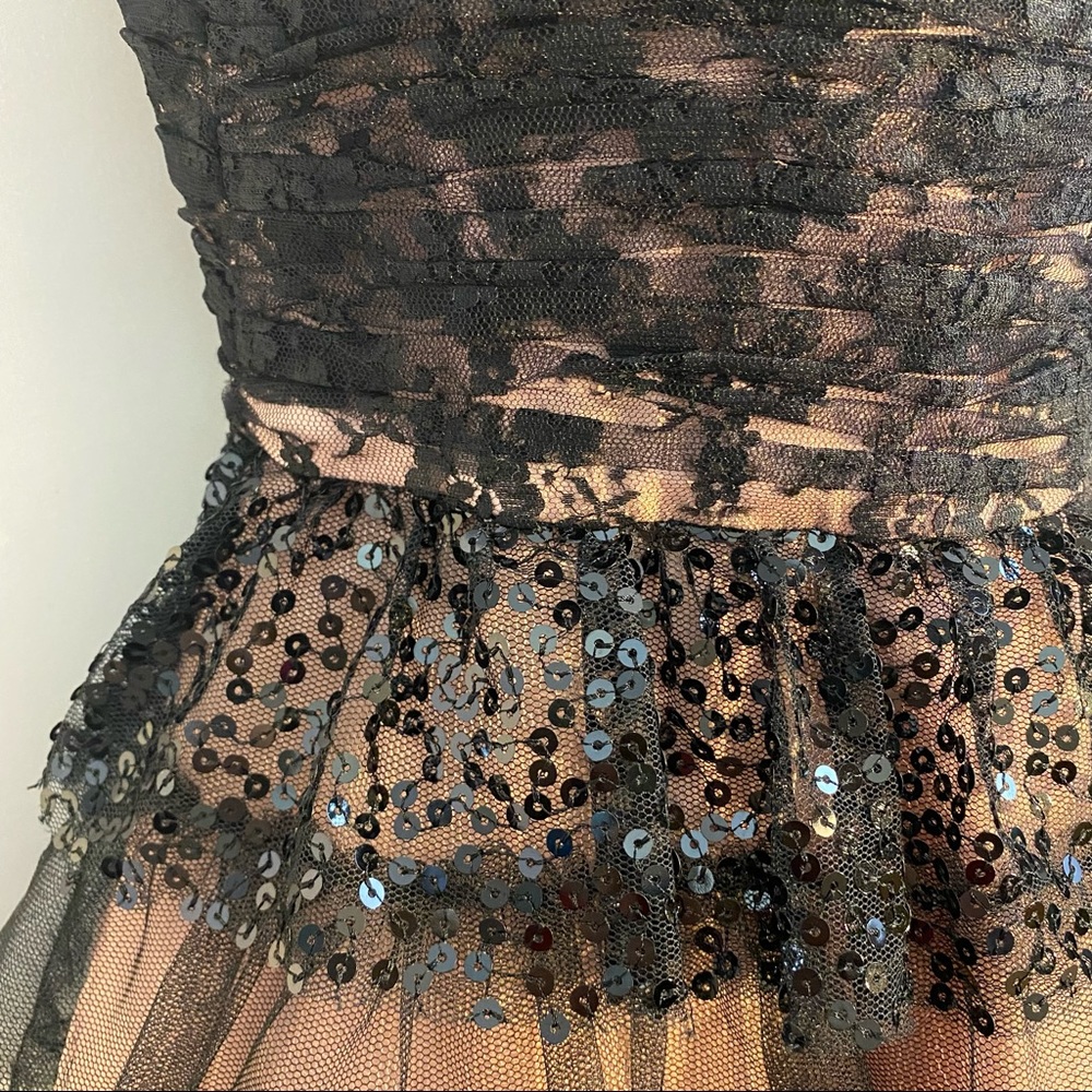Betsey Johnson Bustier Lace Tulle Sequin Party Mini Dress Black and Pink 2 NWOT - Picture 9 of 17